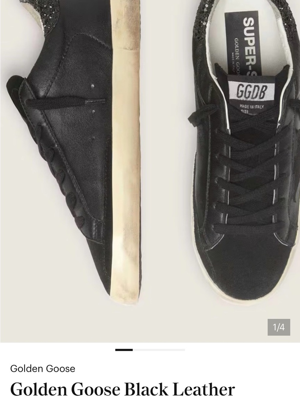 Golden Goose Black Leather Low-Top Sneakers with Off-White Sole